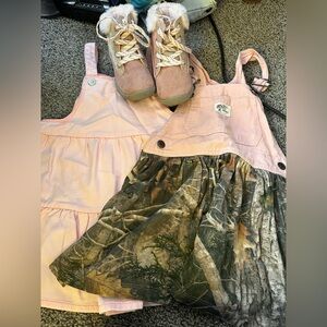 Pink and Camouflage Dress with Pink Boots